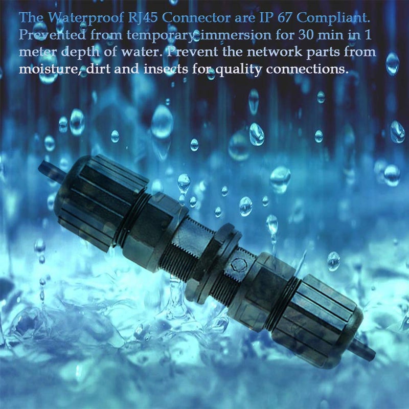 ANMBEST 5PCS M20 RJ45 Waterproof Cat5/5e 8P8C Connector IP67 Ethernet LAN Cable Connector Double Head Outdoor LAN Coupler Adapter Female to Female - Image 4